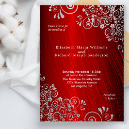 Convites Casamento de Cinzas de Prata Vermelha Elegante Rub