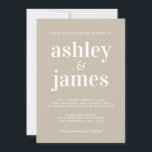 Convites Casamento de Cinzas de Shiitake com Tipografia Chi<br><div class="desc">O convite de casamento simples e chic apresenta na moda branco, tipografia elegante e moderna em um fundo de cinza de shiitake. Basta adicionar os detalhes do seu casamento. Desenvolvido exclusivamente para você pelo Happy Dolphin Studio. Se precisar de ajuda ou produtos correspondentes, entre em contato conosco em happydolphinstudio@outlook.com. Estamos...</div>
