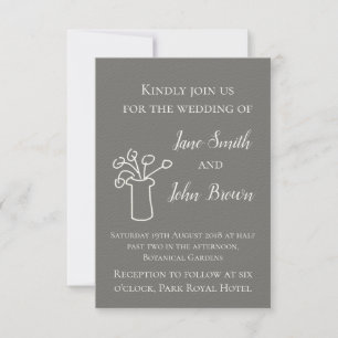 Convites Casamento de Cinzas e flores simples e modernas br