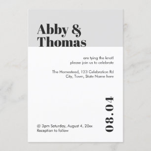 Convites Casamento de Cinzas Negras Mínimas Modernas e Simp