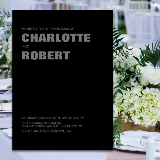 Convites Casamento de Cinzas Negras Modernas (Criador carregado)
