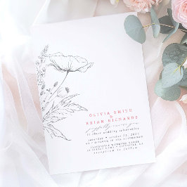 Convites Casamento de Cinzas Rosa Elegante - Desenhos Selva