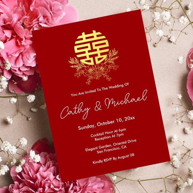 Convites Casamento de círculo de flor de grinalda de dupla  (Criador carregado)