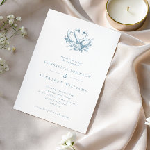 Casamento de Cisnes Florais Vintage Azul