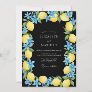 Convites Casamento de Citrino Amarelo Preto Eucalipto