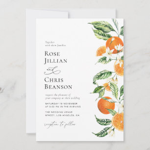 Convites Casamento de citrinos de laranja floral aquícola