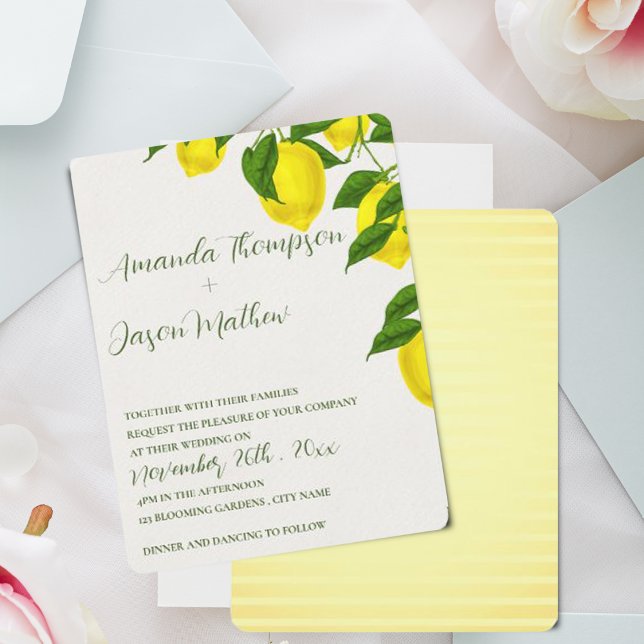 Convites Casamento de Citros Amarelos Limão Bonito Brilho (Lemon Pretty Bright Yellow Citrus Wedding Invitation
)