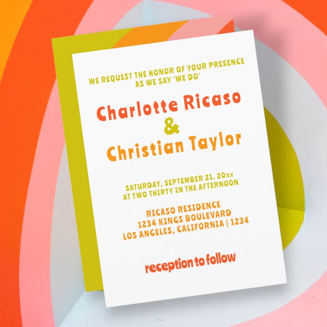 Convites Casamento De Citros De Retro Negrito (Bold Retro Citrus Wedding Invitation from Ricaso. For the couple that are brave and bold.)