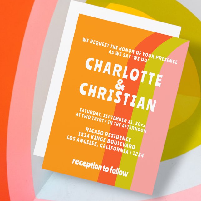 Convites Casamento De Citros De Retro Negrito (Bold Retro Citrus Wedding Invitation from Ricaso. A fun bold card for a fun bold couple.)