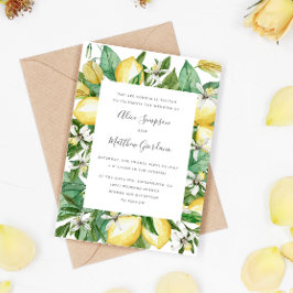 Convites Casamento de Citrus Lemon pintado e de folhas de a