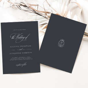 Convites Casamento de Clássica do Monograma Romântico Elega