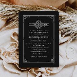 Convites Casamento de Cobrir de Livro Negro Vintage