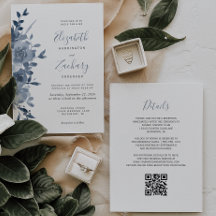 Casamento de Código QR Azul com Dusta Floral de Ág