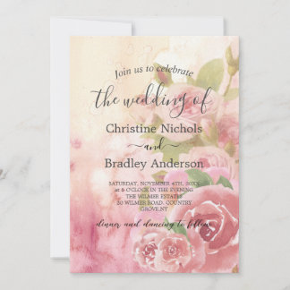 Convites Casamento de Código QR Botânico com Rosa de Blush