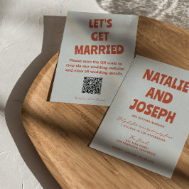 Convites Casamento de Código QR com Cor Negrito Retro Funky