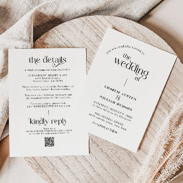 Convites Casamento de Código Qr com Retro de Tipografia Mín