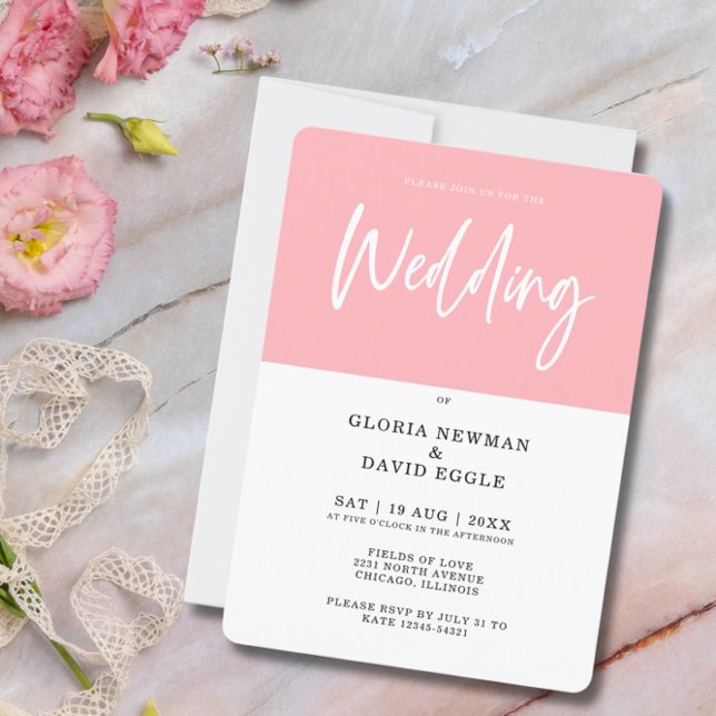 Convites Casamento de Código QR Cor-de-rosa-Blush Moderno M (Criador carregado)