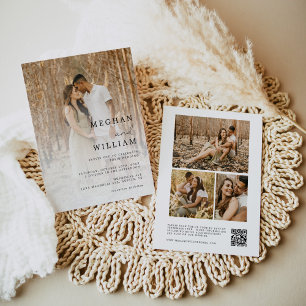 Convites Casamento de Código QR da Colagem de Fotos de Cali