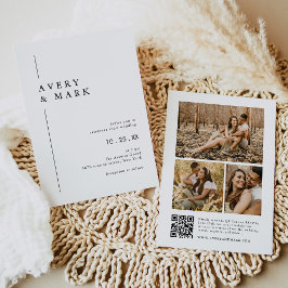 Convites Casamento de Código QR da Colagem de Fotos Moderna