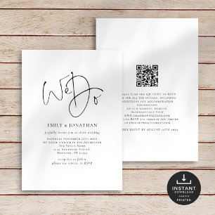 Convites Casamento de Código QR da Linha de Script Elegante
