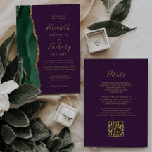Casamento de Código QR de Agate Roxo Dourado Emera