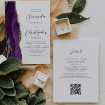 Casamento de Código QR de Agato Dourado Roxo