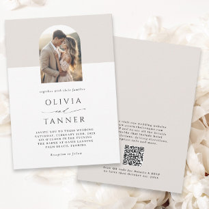 Convites Casamento de código QR de Arch de Fotografia Mínim
