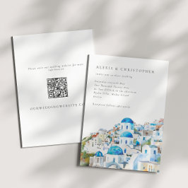 Convites Casamento de Código QR de Azul Santorini