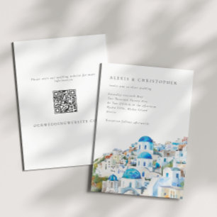 Convites Casamento de Código QR de Azul Santorini