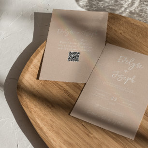 Convites Casamento de Código QR de Boho Elegante de Blush M