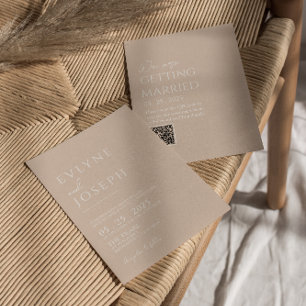 Convites Casamento de Código QR de Boho Minimalista com Blu