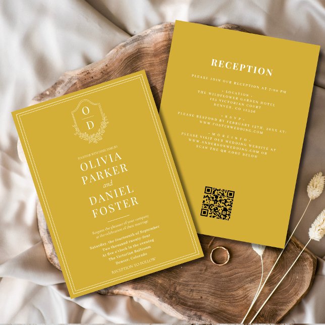 Convites Casamento de Código QR de Champagne Dourado Tudo e (Criador carregado)