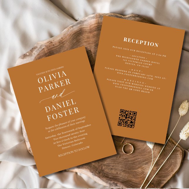 Convites Casamento de Código QR de Cobre de Todos em Um Boh (Criador carregado)