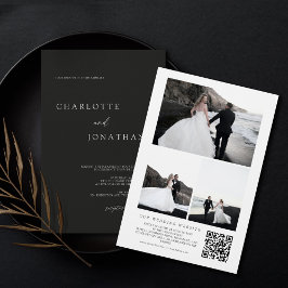 Convites Casamento de Código QR de Colagem de Foto Minimali