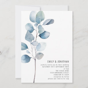 Convites Casamento de Código QR de Eucalyptus Azul e Dusty