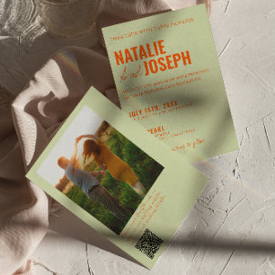Convites Casamento de Código QR de Foto Colorida Tradiciona