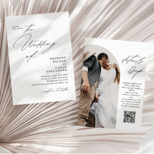 Convites Casamento de Código QR de Foto de Arch de Script M