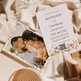 Convites Casamento de Código QR de Foto de Flor Selvagem El