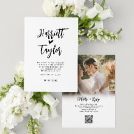 Convites Casamento de Código QR de Foto de Script de Coraçã