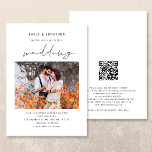 Convites Casamento de Código QR de Foto de Script Moderno<br><div class="desc">Casamento Fotográfico moderno. Adicione sua foto favorita e personalize com seus detalhes. Casamento está em um script de estilo manuscrito de na moda set. Gerar um código QR para o seu site de casamento para substituir o que está no verso simplesmente substituindo o URL de amostra pelo seu próprio, para...</div>