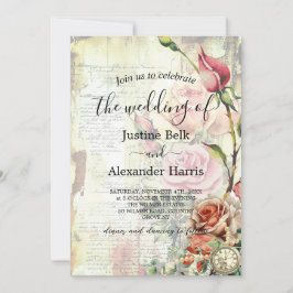 Convites Casamento de Código QR de Foto do Vintage Rosa