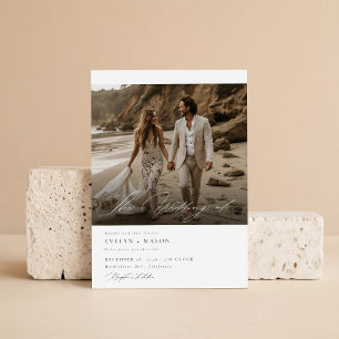 Convites Casamento de Código Qr de Foto Duplo Lado Chic