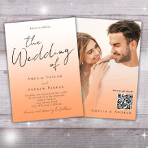 Casamento de Código QR de Foto Elegante Peach Oran
