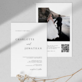 Convites Casamento de Código QR de Foto Minimalista