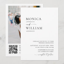 Convites Casamento de código QR de foto minimalista elegant