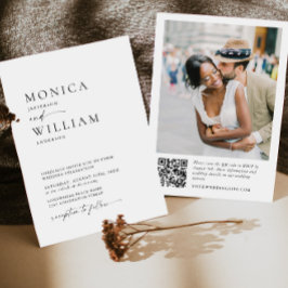 Convites Casamento de código QR de foto minimalista elegant