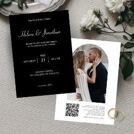 Convites Casamento de Código QR de Foto Preta
