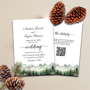 Convites Casamento de Código QR de Montanhas e Pinos Todos 