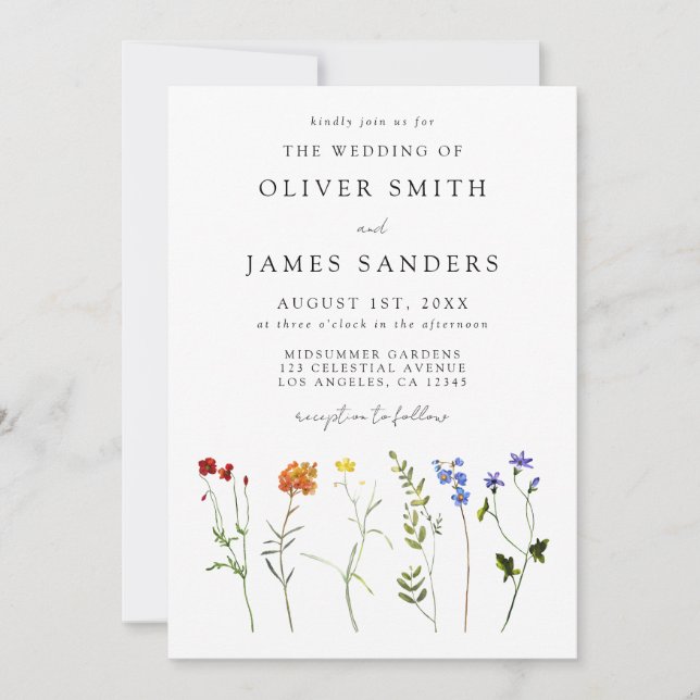 Convites Casamento de Código QR de Orgulho gay de flor selv (Frente)