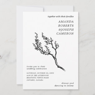 Convites Casamento de Código QR de Ramificação Moderna de Á